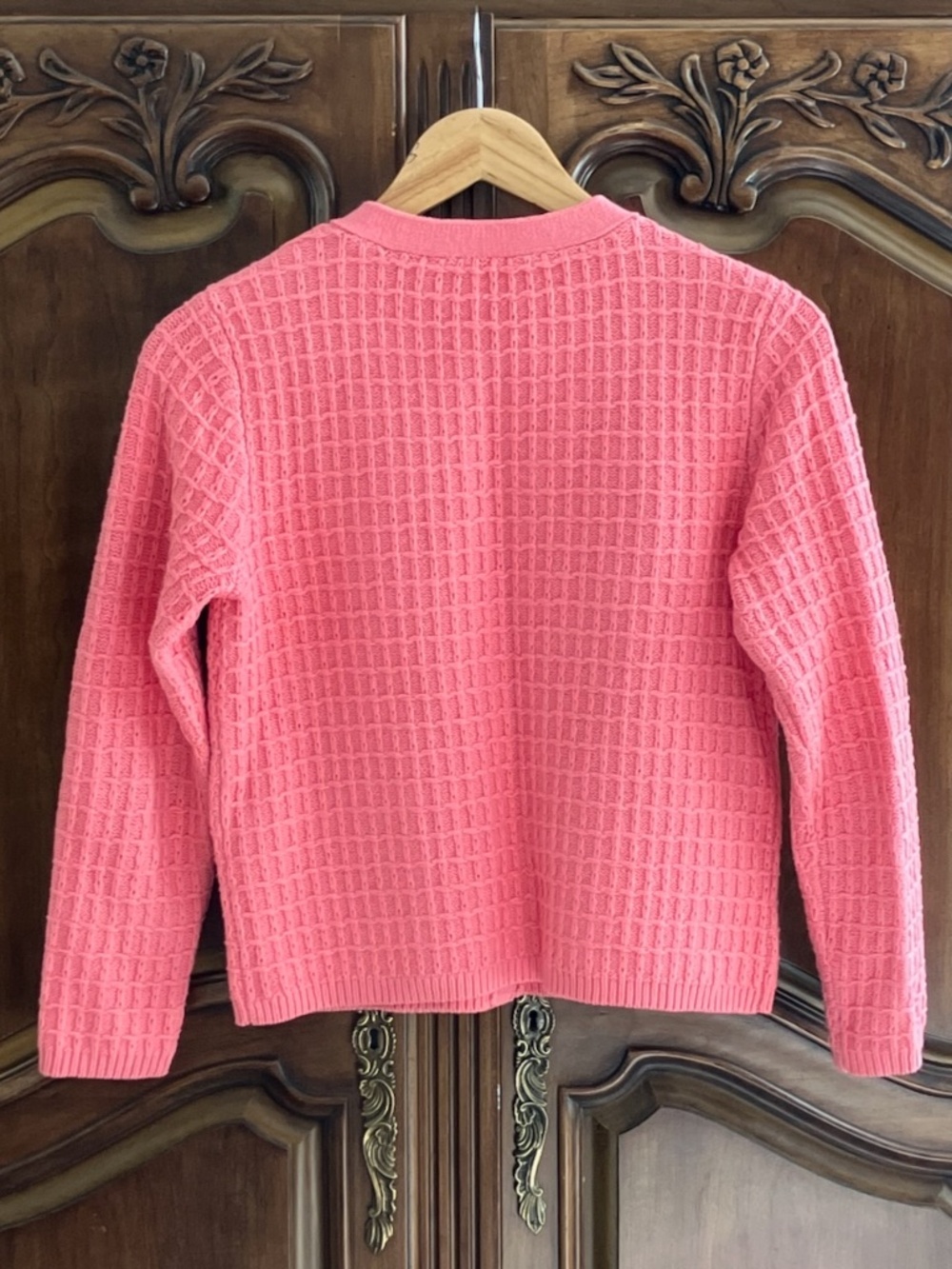 Ann Taylor | Tweedy Sweater Jacket | Bright Guava | XS - Picture 5 of 6